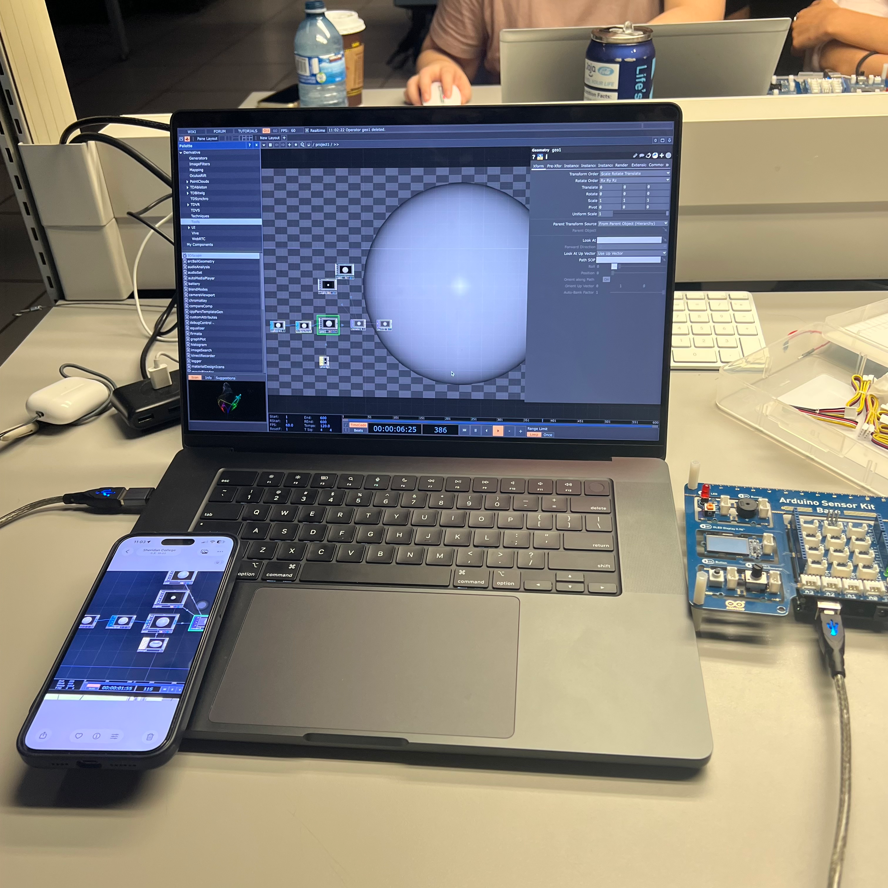 Testing visual effects with sensor input
